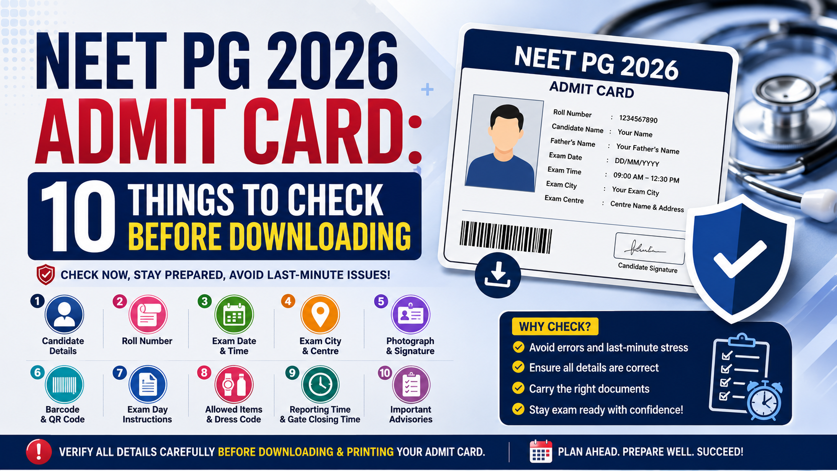 NEET PG 2026 Admit Card: 10 Things to Check Before Downloading